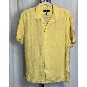 Banana Republic 100% Linen Short Sleeve Button Down Resort Shirt Mens Sz Medium